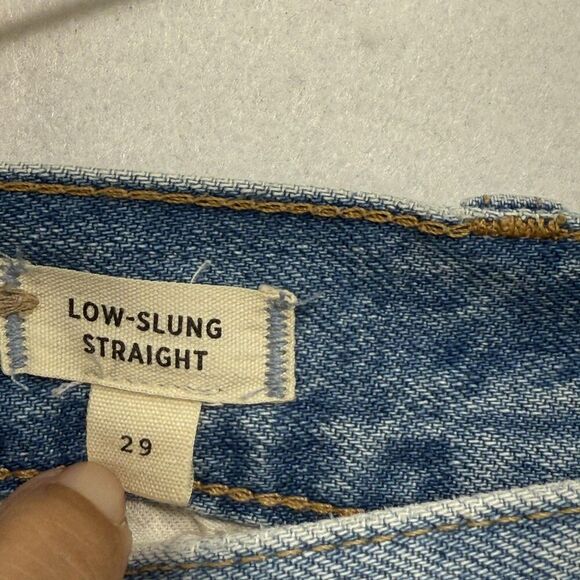 Madewell Jeans Women 29 Low-Slung Straight Leg Blue Denim 100% Cotton Relaxed - Picture 4 of 13